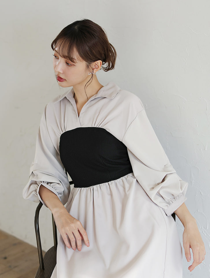 【cestmignon_mauセレクト】ビスチェドッキングワンピース