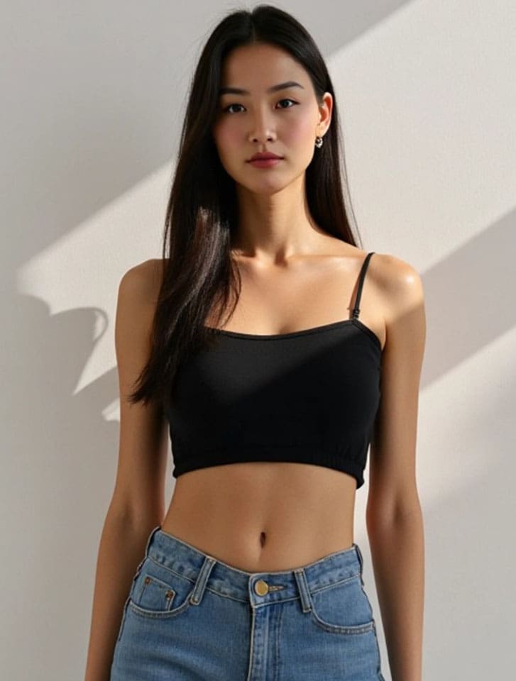 カップ付きチューブトップ(肩ひも取り外し可能）