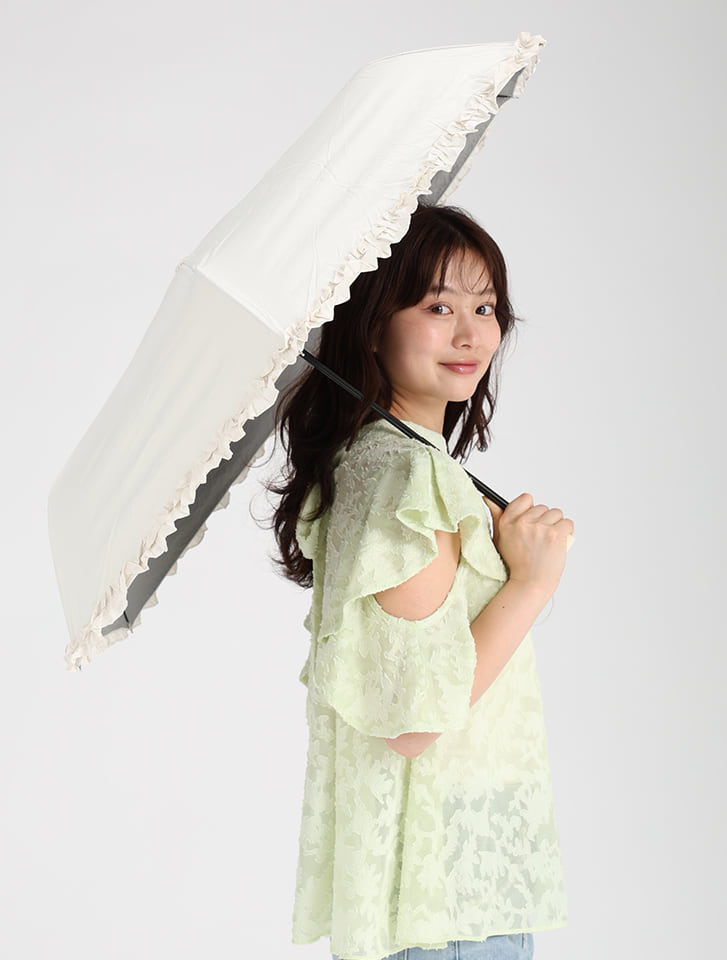 フリルデザイン晴雨兼用折り畳み傘