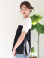 異素材シャーリングドッキングTシャツ